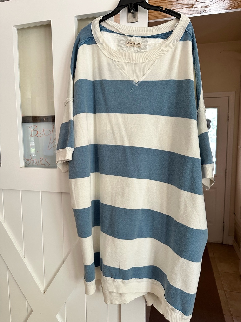 We The Free Striped Crewneck Sweatshirt dress  in Blue and Cream
